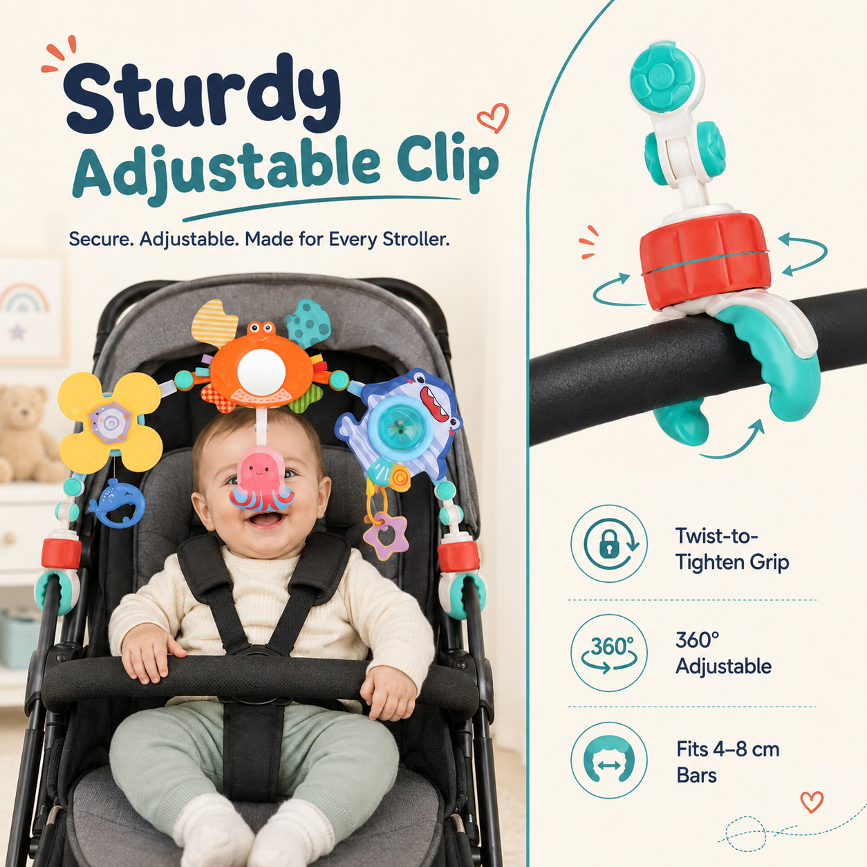 Ocean Play Arch™ — Clip-On Sensory Toy Bar